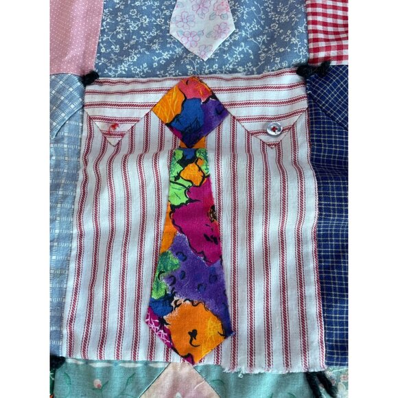 Vintage Quilt 38”x39” Bow Tie Shirt Pattern Cutter - Picture 5 of 11